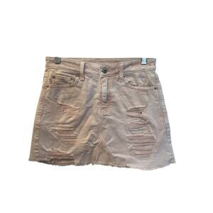 ⭐️  Women’s American Eagle Lt Pink Distressed Denim Mini Skirt Size 2 Festival